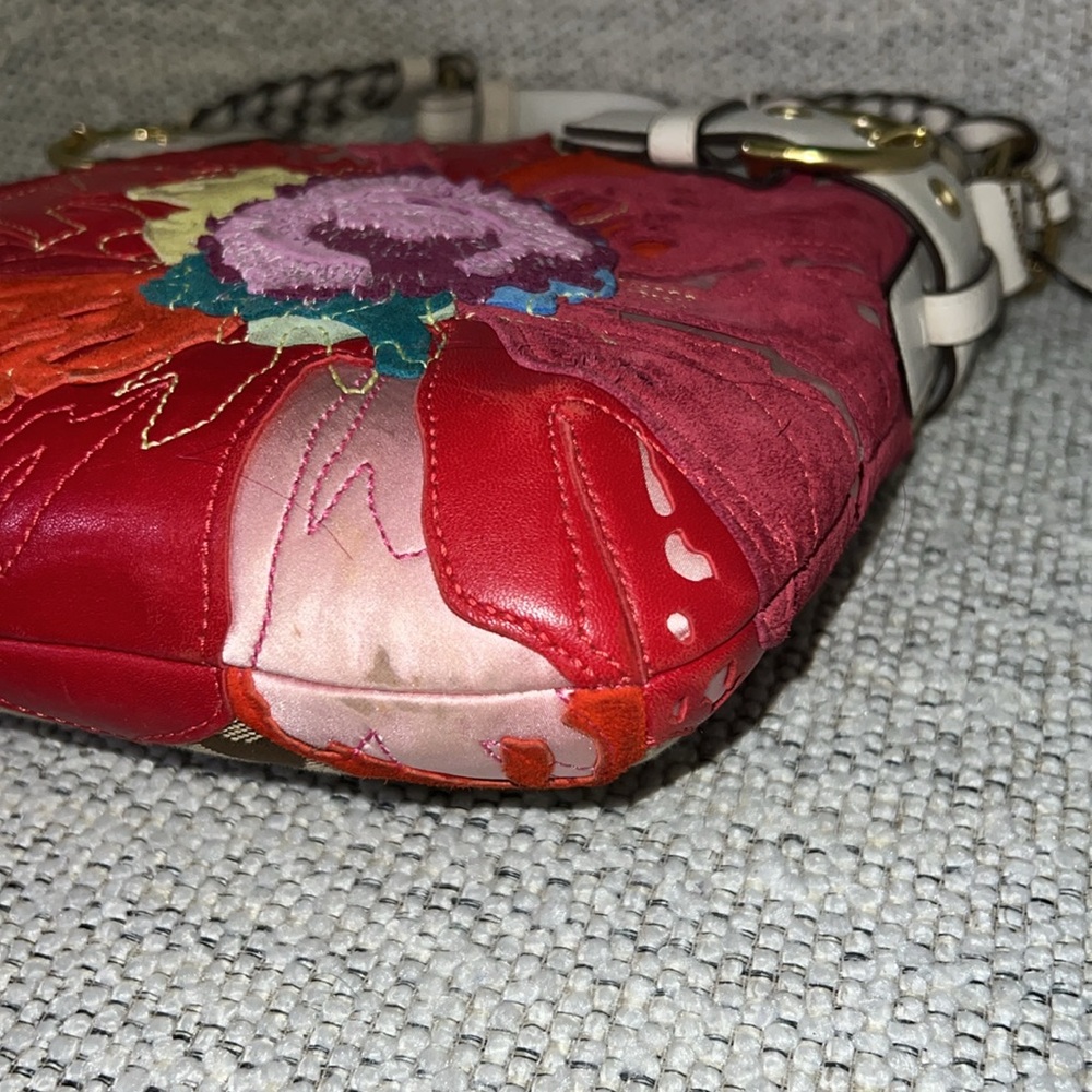 Vintage Coach POPPY LIMITED EDITION RARE FORAL Jacquard & leather bag #6123 - Picture 10 of 12